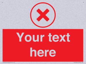 Custom red background, red cross in circle sign